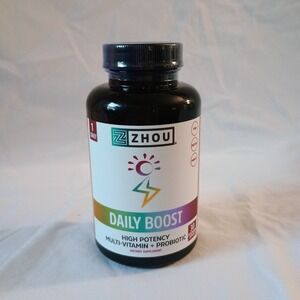 Zhou Nutrition Daily Boost Multivitamin Probiotic Vegan GF 30 Capsules Exp 5/26